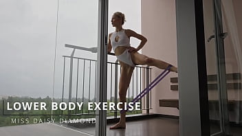 Sfw rainy lowerbody workout on balcony