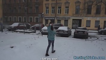 Lovely casting babe strips for the camera