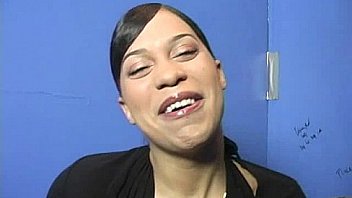 Ebony teen shows off her blowjob skills at gloryhole 14