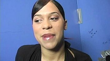 Ebony teen shows off her blowjob skills at gloryhole 14