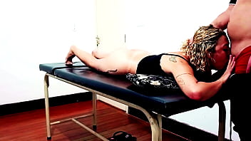 Waxing client gets horny and has sex with the waxer