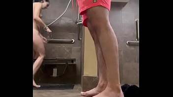 Fucked in hotel public bathroom by random guy from the pool