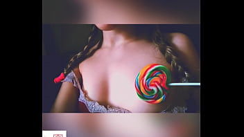 Little hot student licking a lollipop but wondering your cock