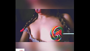 Little hot student licking a lollipop but wondering your cock