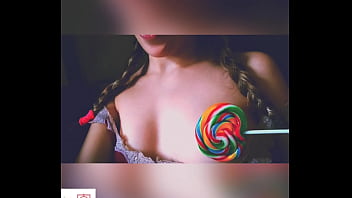 Little hot student licking a lollipop but wondering your cock