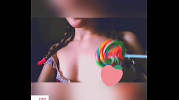 Little hot student licking a lollipop but wondering your cock