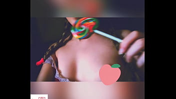 Little hot student licking a lollipop but wondering your cock