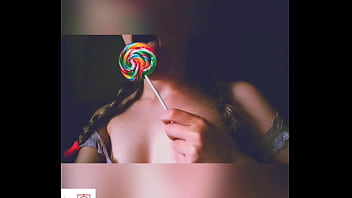 Little hot student licking a lollipop but wondering your cock