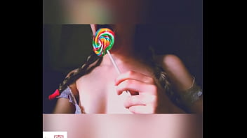 Little hot student licking a lollipop but wondering your cock