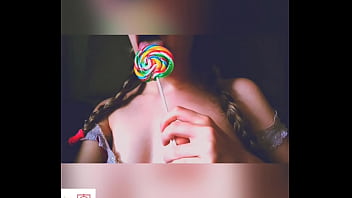 Little hot student licking a lollipop but wondering your cock