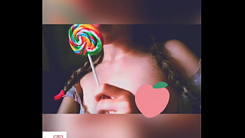 Little hot student licking a lollipop but wondering your cock