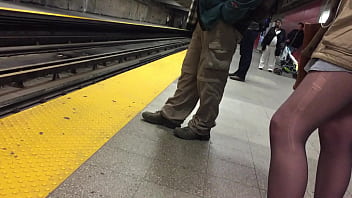 Sexy nylon covered legs seen in public