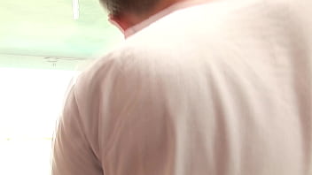 Then he starts fucking her in her hairy pussy