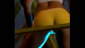 Yellow shorts cameltoe