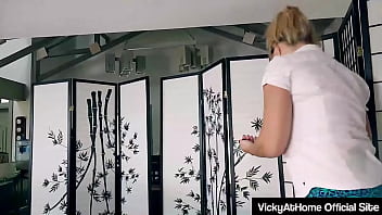 Horny vicky drills cristi ann's pink pussy with a huge dildo