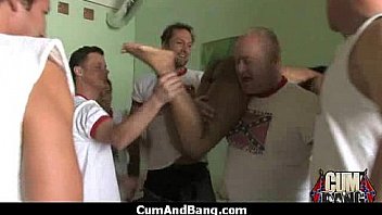 Ebony slut blows a group of horny dudes 14