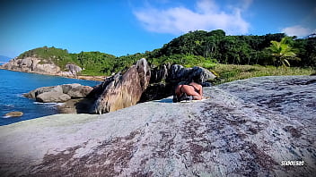 Incredible sex biker girl goes crazy with lust on the beach