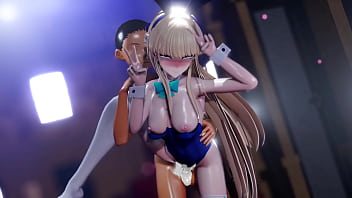 Toki faints with a double peace sign until he climaxes with a piston bunny version