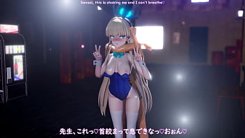 Toki faints with a double peace sign until he climaxes with a piston bunny version