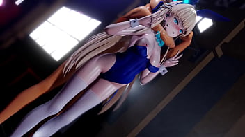 Toki faints with a double peace sign until he climaxes with a piston bunny version