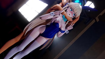 Toki faints with a double peace sign until he climaxes with a piston bunny version Toki faints with a double peace sign until he climaxes with a piston bunny version