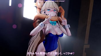 Toki faints with a double peace sign until he climaxes with a piston bunny version