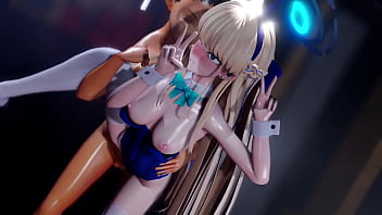 Toki faints with a double peace sign until he climaxes with a piston bunny version