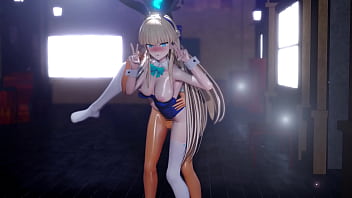 Toki faints with a double peace sign until he climaxes with a piston bunny version