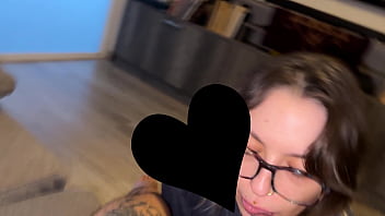 Quiet nerdy girl gives the best head finale deepthroat riding standing doggy cumshot inside