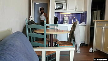 A dominatrix guard with big tits catches us and wants to suck us to avoid the police