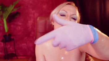 Nitrile and latex rubber gloves blowjob fetish arya grander