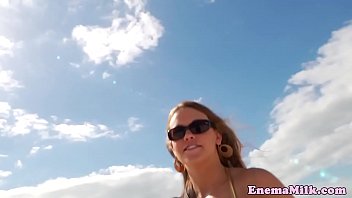 Enema les toys gaping ass after squirting