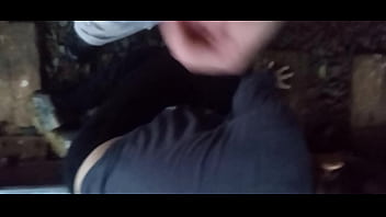 Itsmedmoney stands on train tracks under a bridge and whips out his cock and renee19781 gladly drops down and stokes his dick before he uses her mouth like a pussy