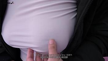 Korea busty girlfriend role playing in black stockings