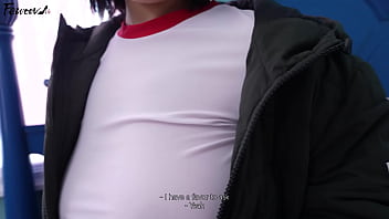 Korea busty girlfriend role playing in black stockings