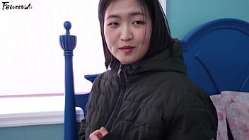 Korea busty girlfriend role playing in black stockings