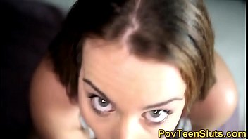 Pov busty beautiful teen gives blowjob