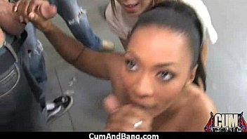 Nice ebony fucked by several white guys in all holes 7