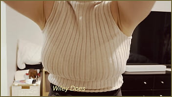 Milf gets her boobs out after work