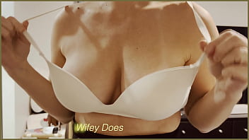 Milf gets her boobs out after work