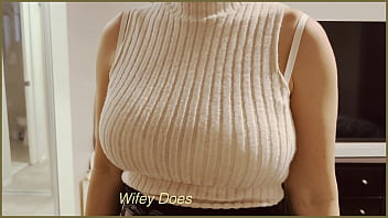 Milf gets her boobs out after work