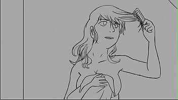 Dibujo rápido de una chica pelirroja desnuda con una toalla