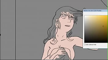 Dibujo rápido de una chica pelirroja desnuda con una toalla