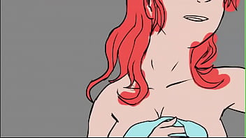 Dibujo rápido de una chica pelirroja desnuda con una toalla