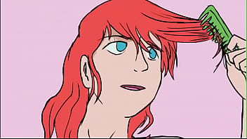 Dibujo rápido de una chica pelirroja desnuda con una toalla