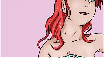 Dibujo rápido de una chica pelirroja desnuda con una toalla