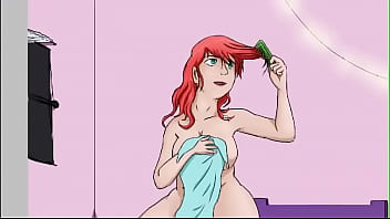 Dibujo rápido de una chica pelirroja desnuda con una toalla