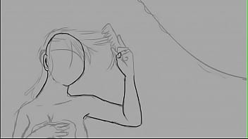 Dibujo rápido de una chica pelirroja desnuda con una toalla