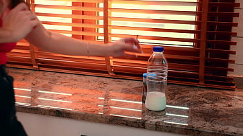 Big tits stepmom burned my breakfast so she offered me sex in the kitchen