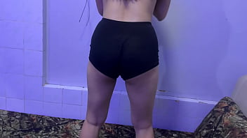 Christmas day natural wife booty workout on bed